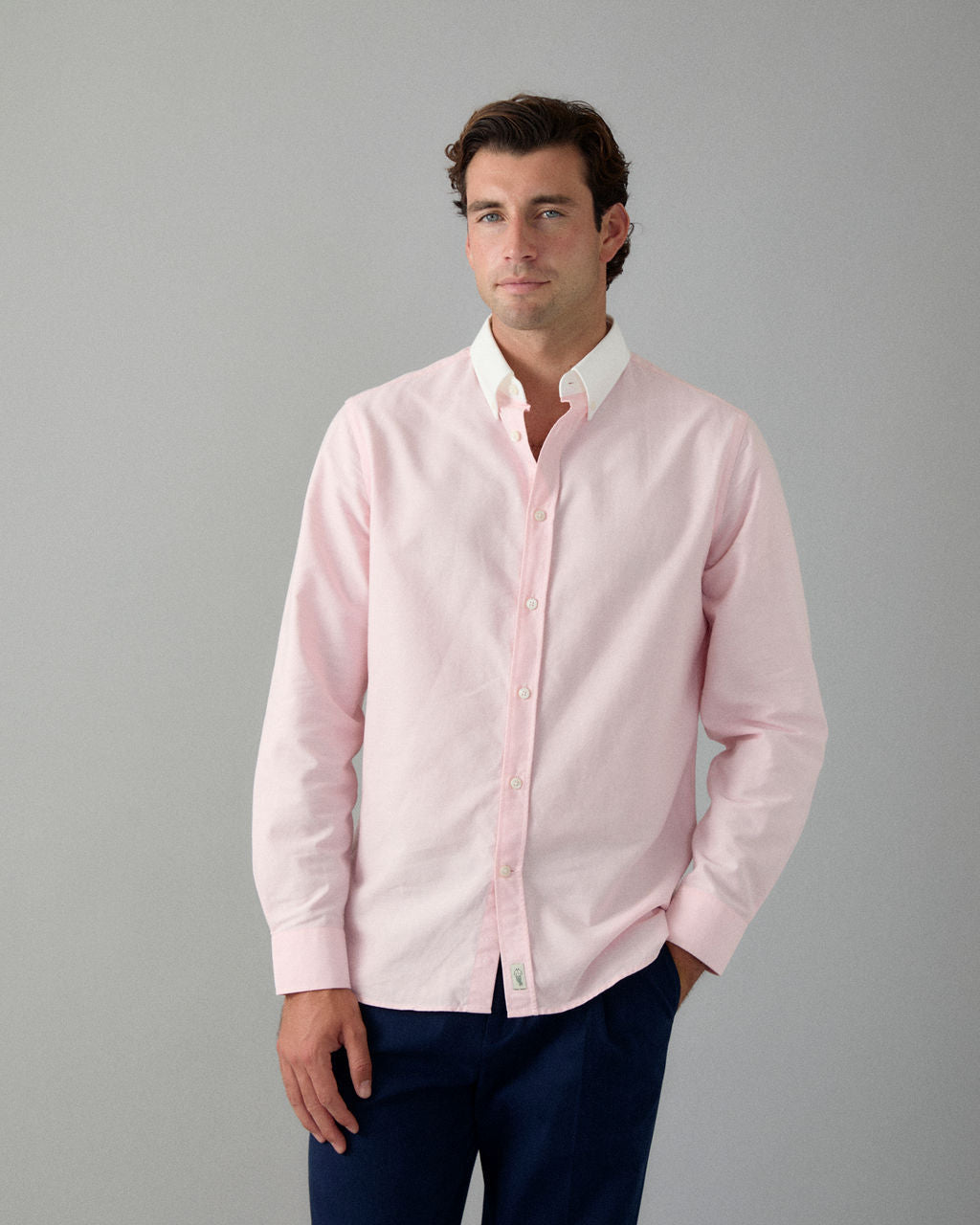 'Le Original' Pink Contrast Collar Oxford Shirt