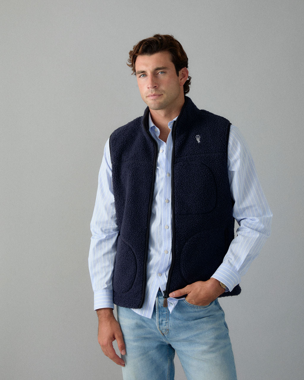 Alfré Navy Fleece Gilet