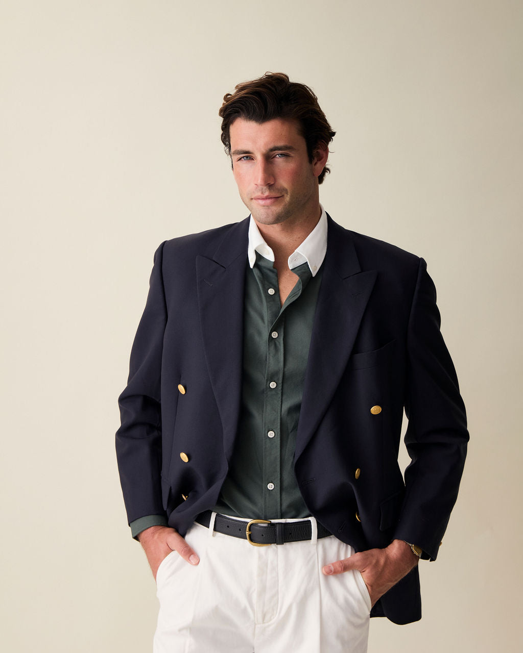 'Le Original' Hunter Green Contrast Collar Oxford Shirt