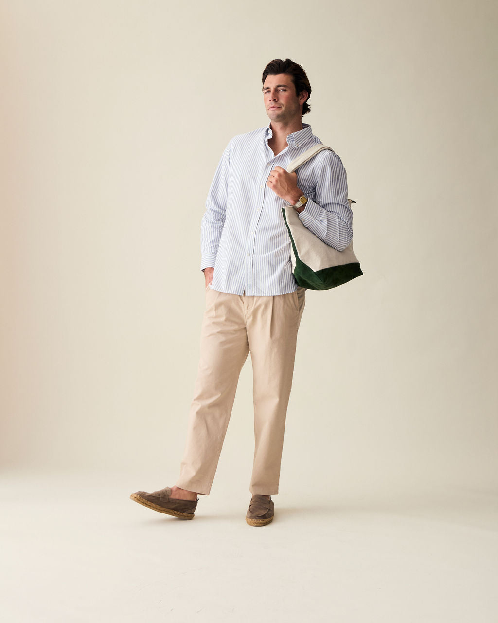 Wide Stripe Navy Oxford Shirt