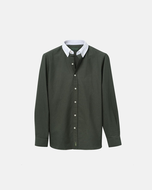 'Le Original' Hunter Green Contrast Collar Oxford Shirt