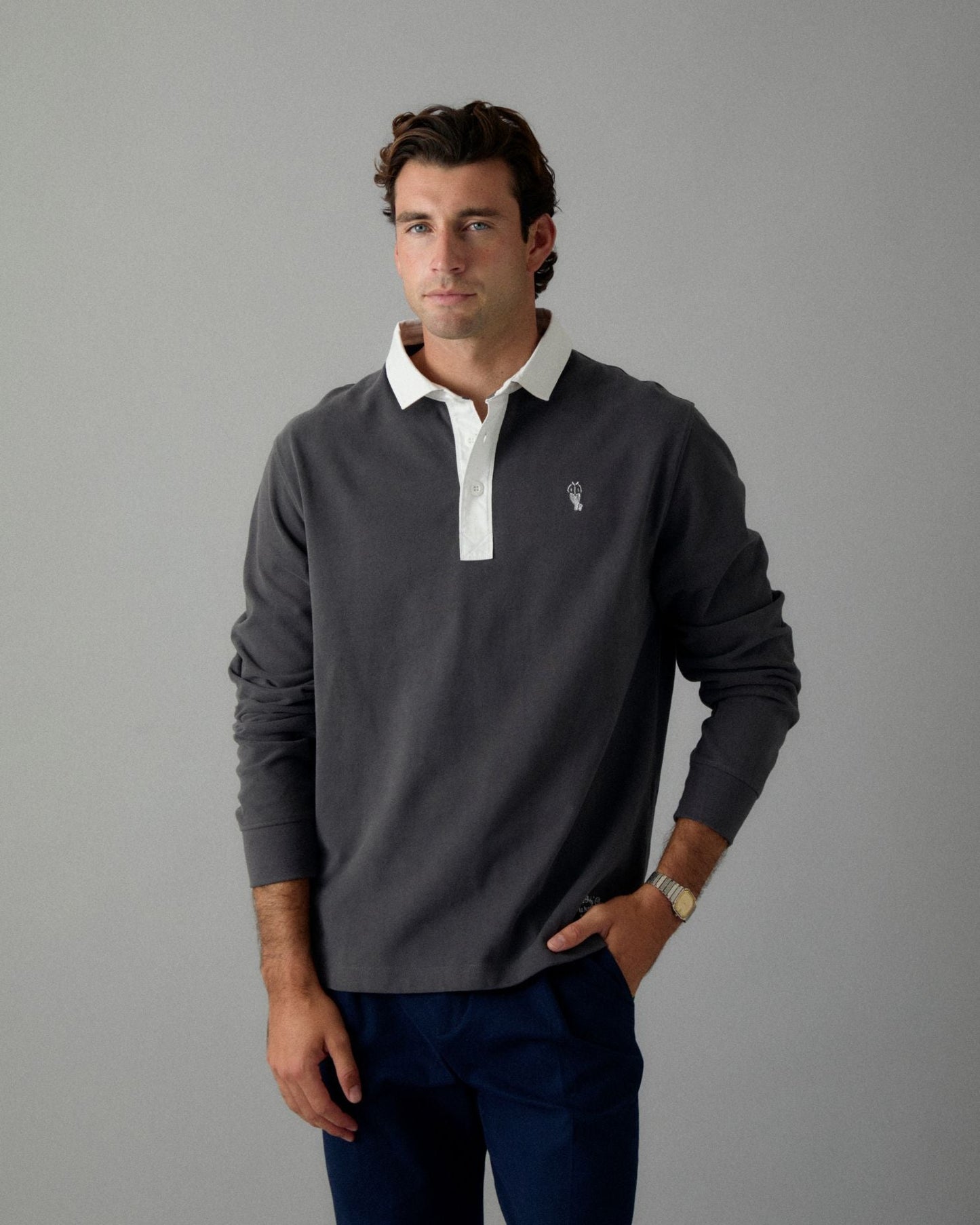 'Le Rugby' Classique Dark Grey Rugby Shirt