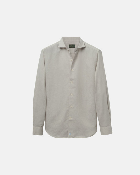Classic Greige Linen-Blend Shirt